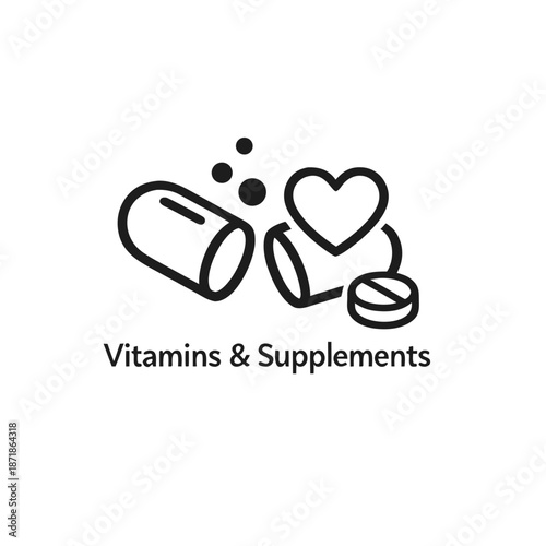 Vitamins and Supplements Icon, Health Nutrition