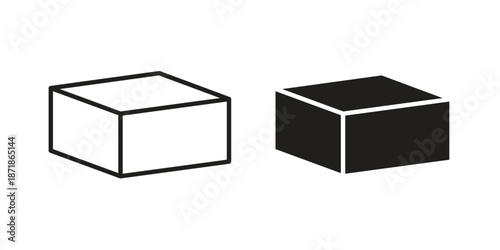 Box icons line and solid version, outline and filled vector design set