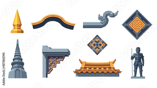 Traditional asian architectural elements with detailed ornamentation