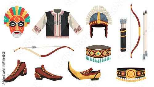 Traditional indigenous and eastern european cultural attire and accessories