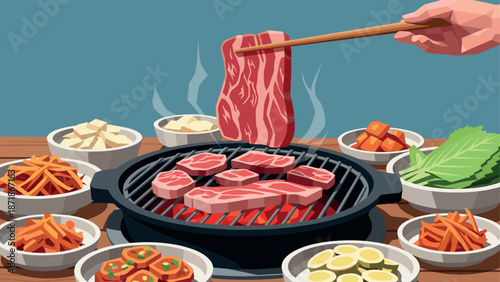 Bbq feast with grilled meat and side dishes