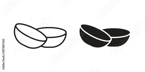 contact lenses icons line and solid version, outline and filled vector design set