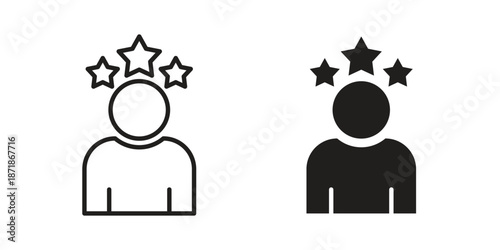 Customer loyalty icons line and solid version, outline and filled vector design set