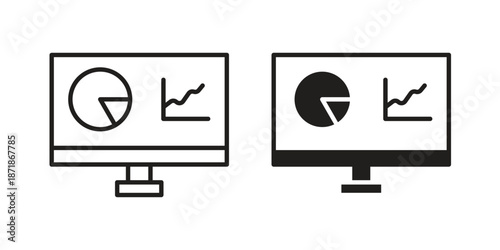 Dashboard icons line and solid version, outline and filled vector design set
