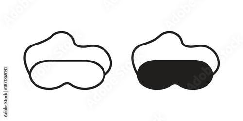 Eye mask icons line and solid version, outline and filled vector design set