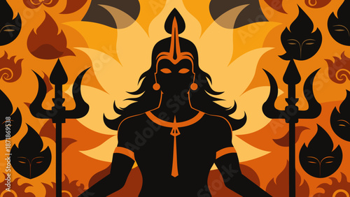 Illustrated portrait of a divine figure with blue eyes and jewelry Vector