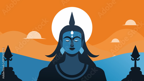 Illuminated divine figure amidst ornate pattern Vector