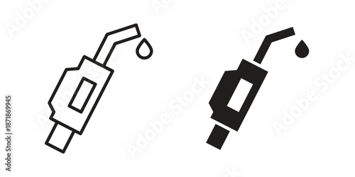 Fuel icons line and solid version, outline and filled vector design set