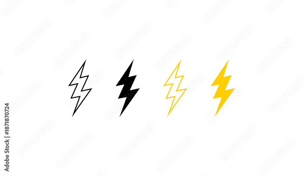 Obraz premium Lightning icon set. electric icon vector. power icon. energy sign.