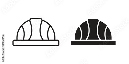 Hard hat icons line and solid version, outline and filled vector design set