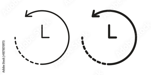 History icons line and solid version, outline and filled vector design set