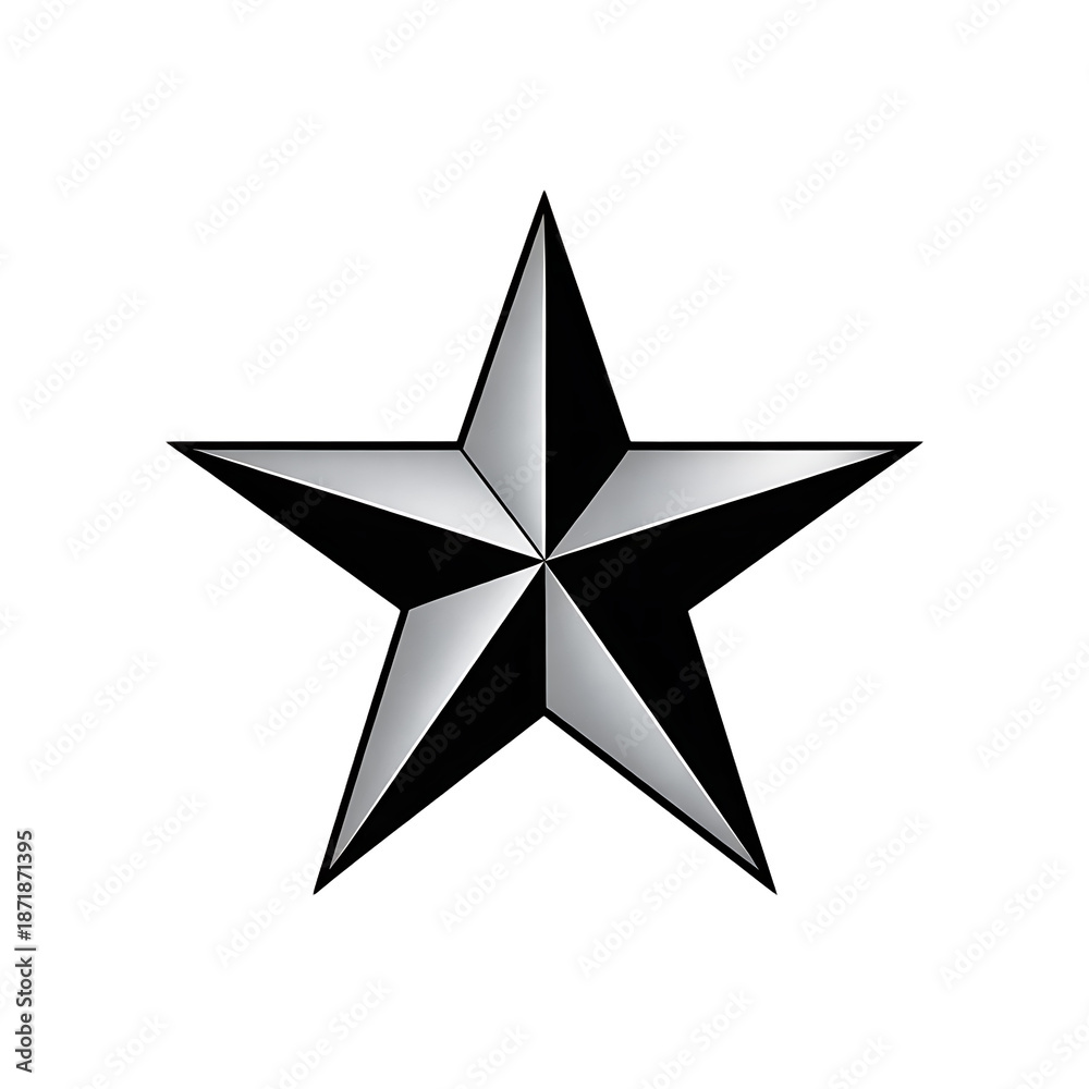 Fototapeta premium ThreeD metallic star shape isolated on transparent background transparent background