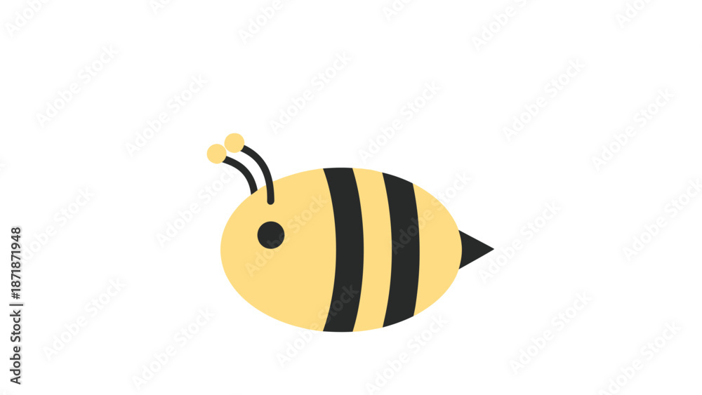 Obraz premium A cute cartoon character of a happy yellow and black aquarium fish designed as a funny flying honey bee insect vector illustration isolated on a white background