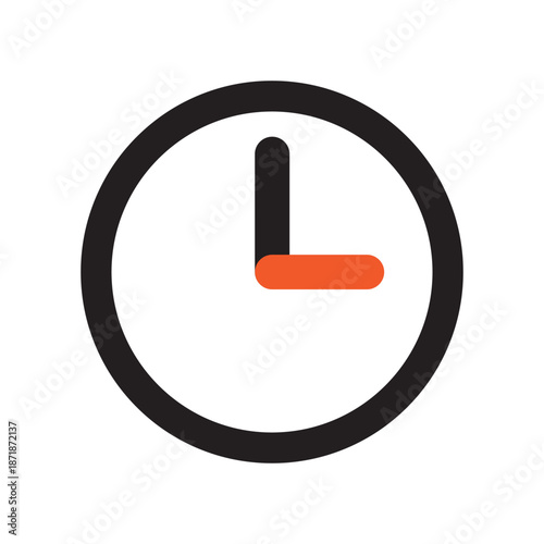 Clock timer three o'clock icon symbol isolated flat style design.