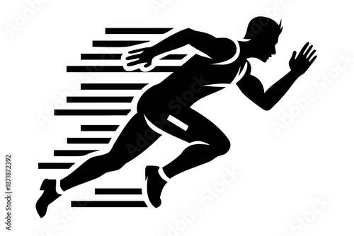 running man sprint silhouette illustration for sports and fitness design
