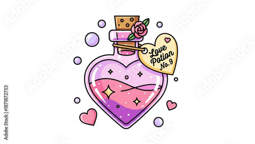 Love Potion Perfume Bottle Heart Shape with Rose Decoration