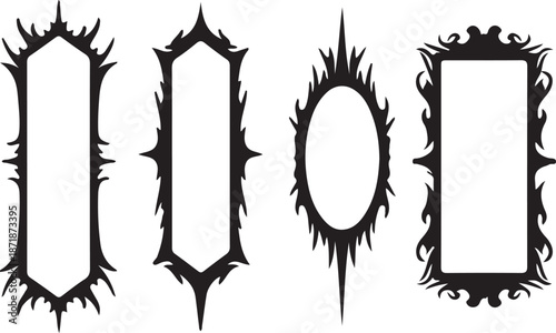 Flame-Edged Gothic Frames – Dramatic Ornate Vector Borders for Tattoo, Design & Decor