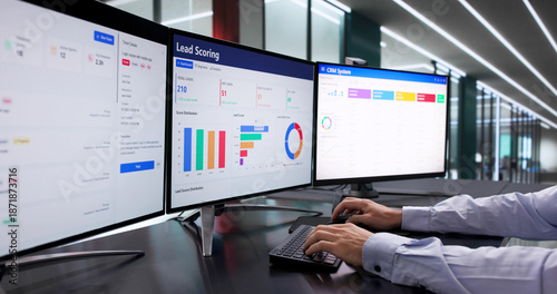 Mid-Age Caucasian Male Using CRM Software