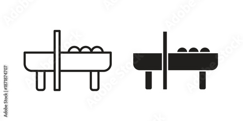 Pool table icons line and solid version, outline and filled vector design set