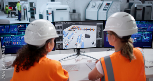 Photography Creating Intricate 3D Factory Plans On Desktop Computer