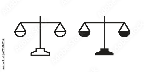 Scales icons line and solid version, outline and filled vector design set