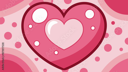 Whimsical pink heart with bubbles and swirls Vector