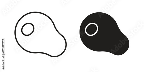 Steak icons line and solid version, outline and filled vector design set