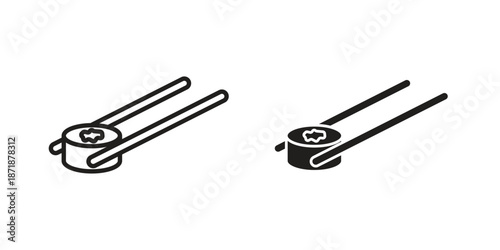 Sushi icons line and solid version, outline and filled vector design set