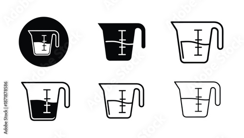 Icon set of measuring cups - Vector icon set - Glyph and solid icon set - Icon vector - Flat Design Icon - line icon set