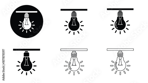 Light bulb icon set - Vector icon set - Glyph and solid icon set - Icon vector - Flat Design Icon - line icon set