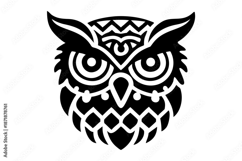 Naklejka premium wise owl head silhouette illustration for wildlife and nature design