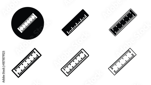Set of ruler icons - Vector icon set - Glyph and solid icon set - Icon vector - Flat Design Icon - line icon set