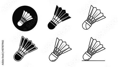Badminton equipment icons - Vector icon set - Glyph and solid icon set - Icon vector - Flat Design Icon - line icon set
