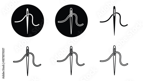 Icon set of sewing needles - Vector icon set - Glyph and solid icon set - Icon vector - Flat Design Icon - line icon set