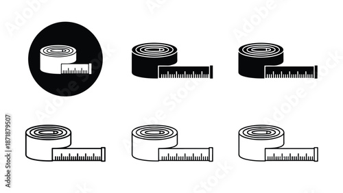 Tape measure icon set - Vector icon set - Glyph and solid icon set - Icon vector - Flat Design Icon - line icon set