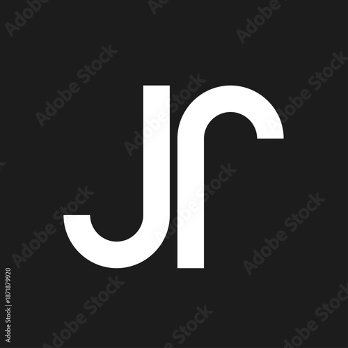 Minimalist Jr Lettering Logo Design in White on Black Background