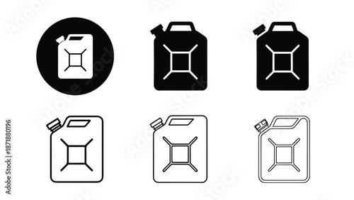 Fuel can icon set - Vector icon set - Glyph and solid icon set - Icon vector - Flat Design Icon - line icon set