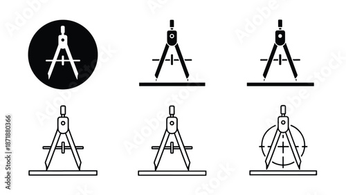 Set of compass icons - Vector icon set - Glyph and solid icon set - Icon vector - Flat Design Icon - line icon set