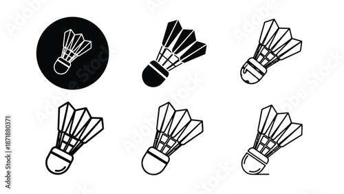 Badminton shuttlecock icons - Vector icon set - Glyph and solid icon set - Icon vector - Flat Design Icon - line icon set