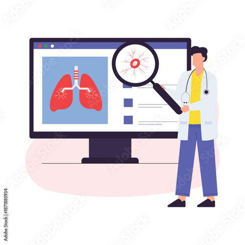 Examining Lungs Vector Illustration EPS 10 File 