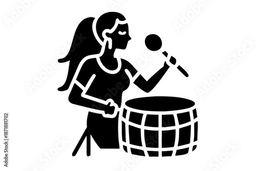 female drummer vector silhouette illustration for band and musical concept