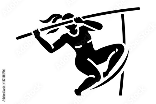 pole vaulter silhouette illustration for sports and athletics design