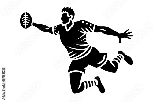 handball player throwing ball silhouette illustration for sports and fitness design