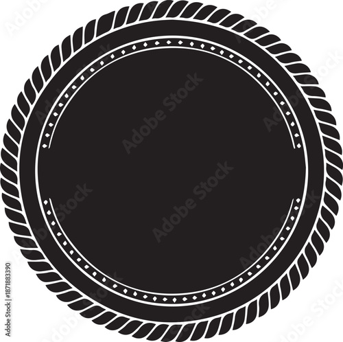 Circular emblem with rope border and decorative inner rings