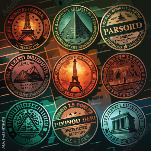 Collection of monument silhouettes isolated on white background, Vector, illustration