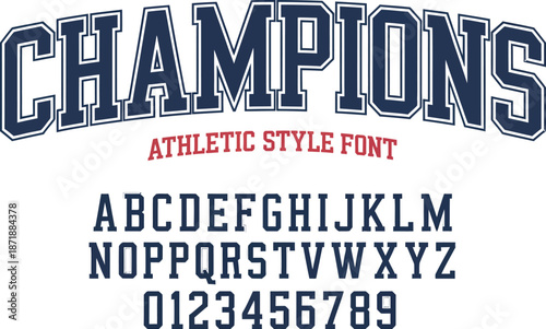 Bold Athletic Style Font Displaying Champions Text and Alphanumeric Characters