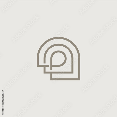 p letter niche door logo vector icon illustration