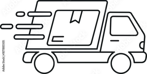 Fast Delivery Truck Icon with Moving Lines.