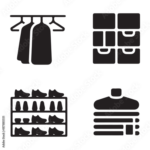 Closet organization shoe rack silhouette for footwear arrangement