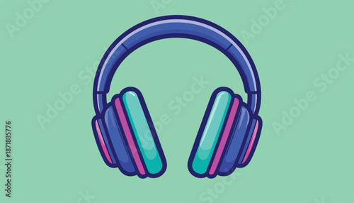 Vibrant Headphones Illustration - A Colorful Audio Experience.